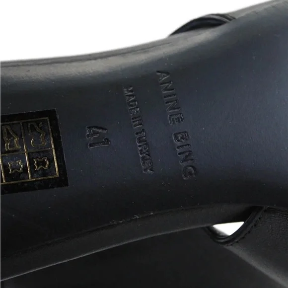 ANINE BING Nina Heels Metal Toe Cap Black Size 41/10.5 11 US - Picture 11 of 12